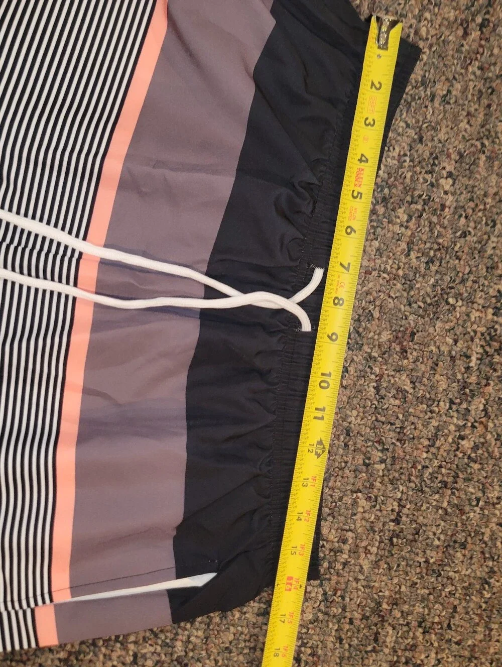 Men's Colorblock Swim Board Shorts in Light Blue, Gray & Coral Accent